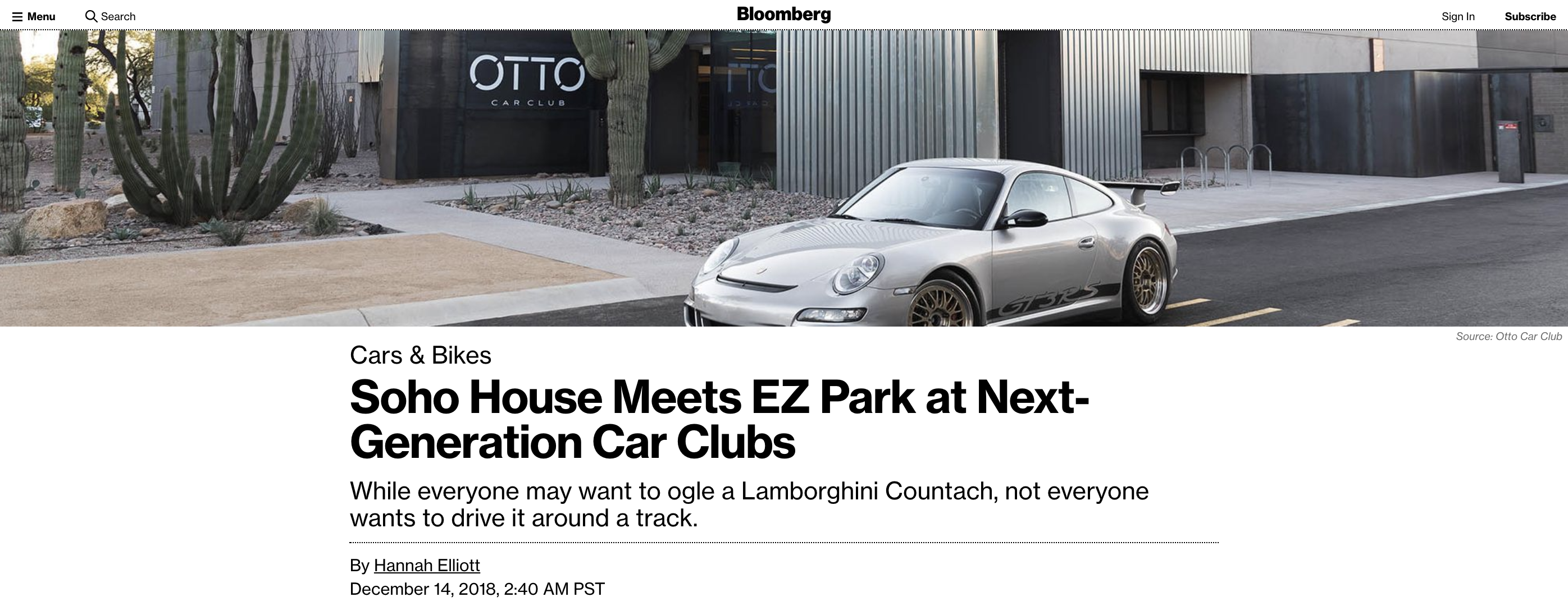 Bloomberg features Otto car club