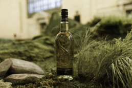 highland park bottle in wilderness