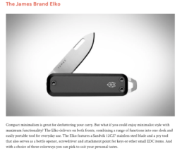 the James brand knife Elko featured in an article