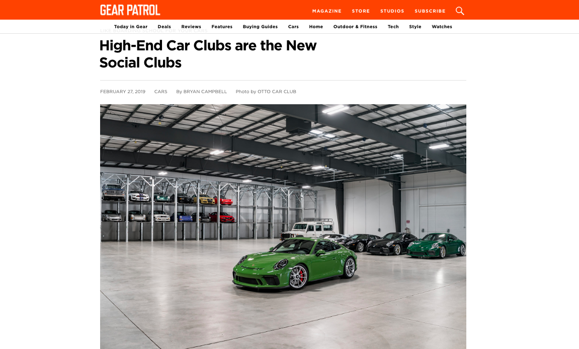 gear patrol features Otto car club and shows off their garage