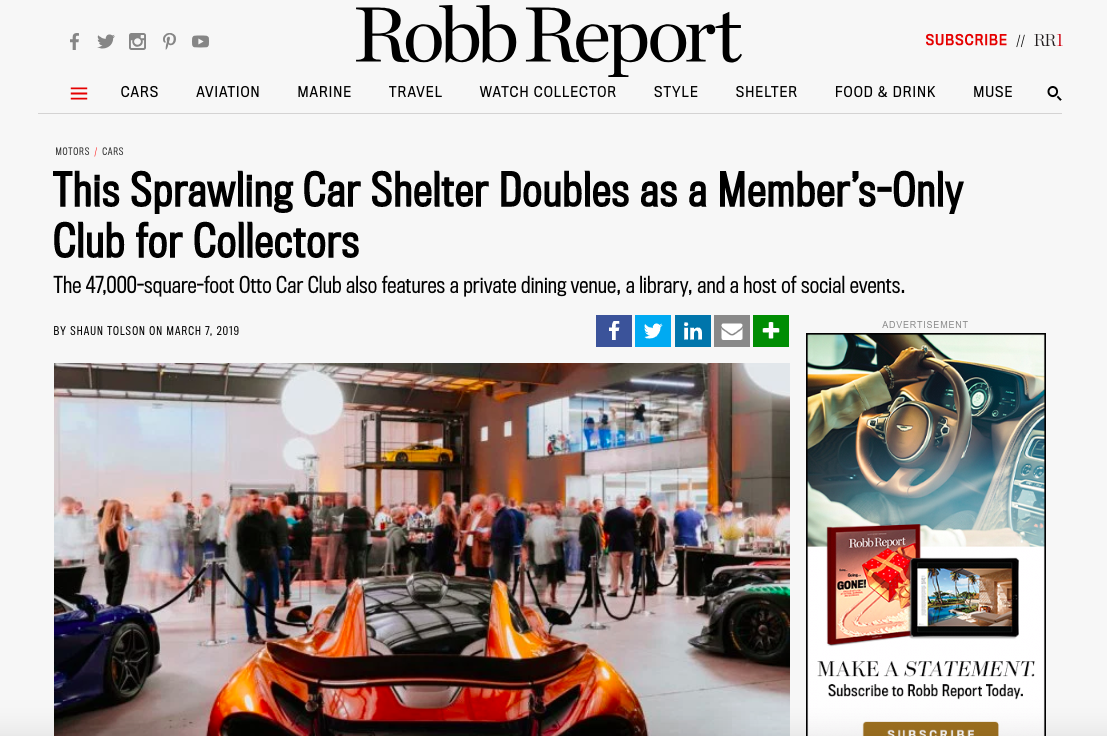 Robb Report features Otto car club