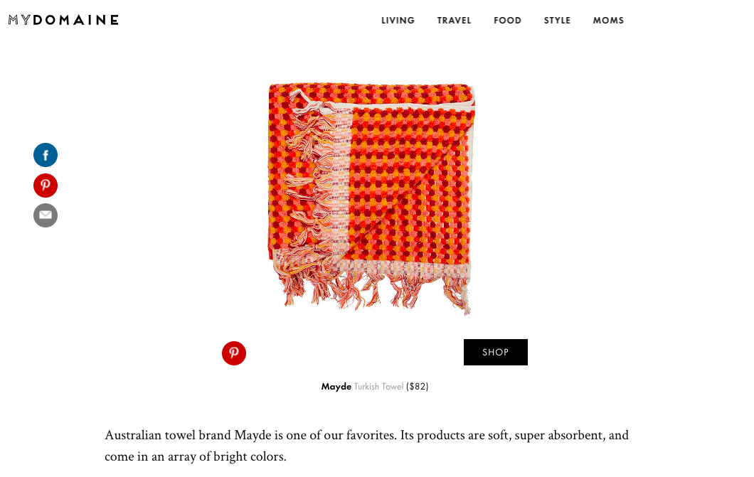 my domaine features mayde beach towel