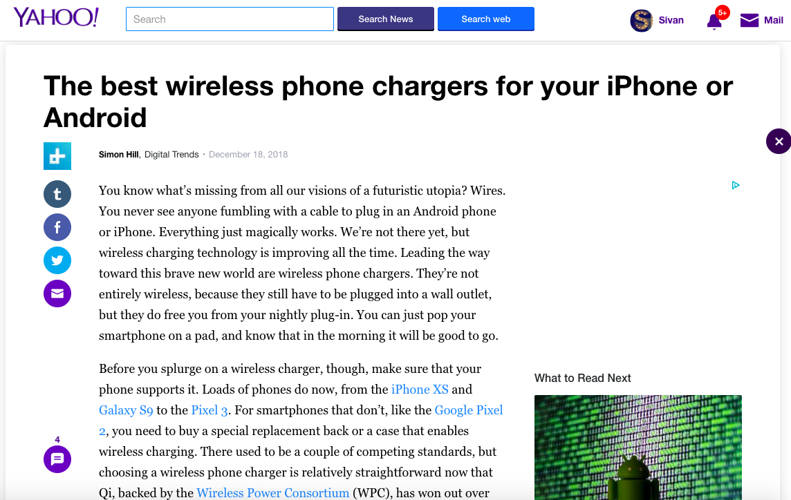 yahoo article of phone chargers