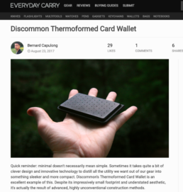deveryday carry features Discommon thermoformed card wallet