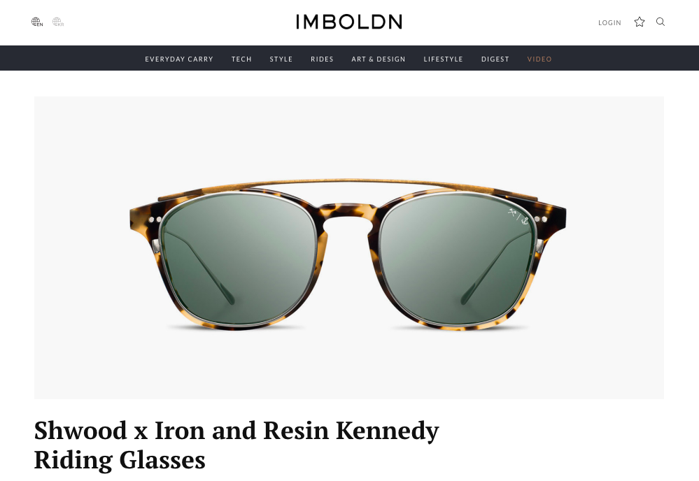 imboldn features Shwood x iron riding glasses