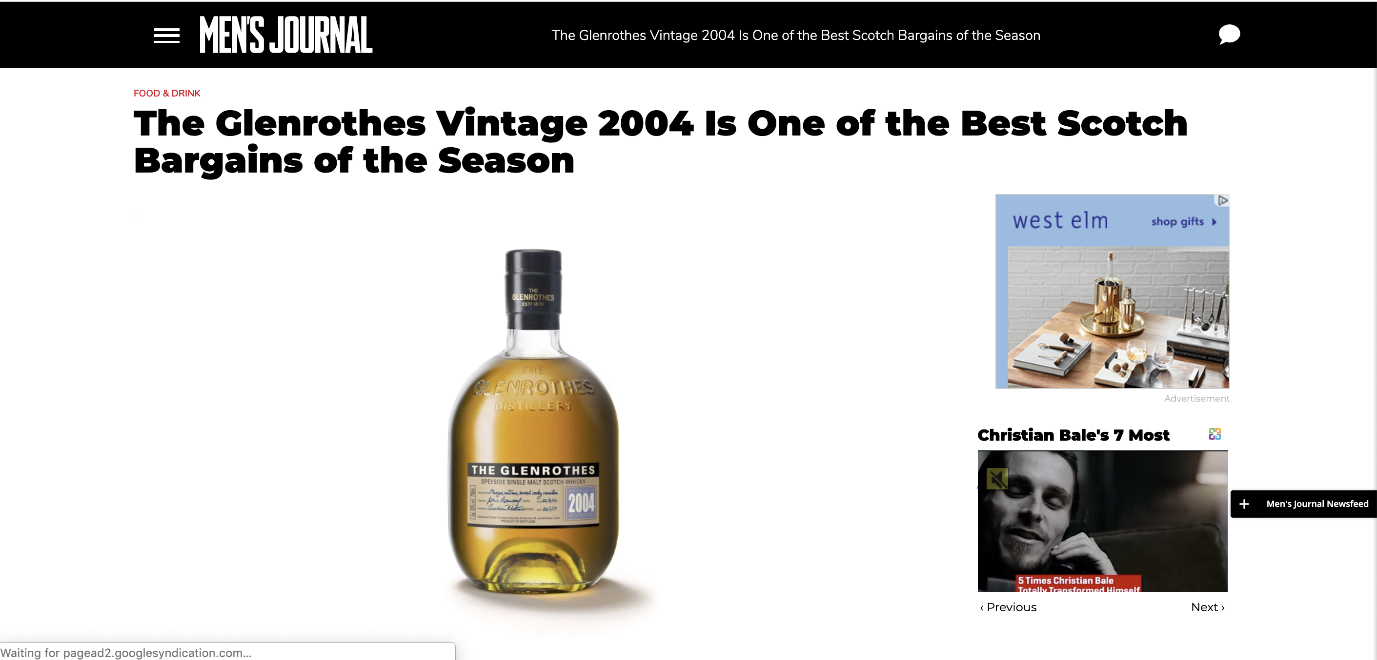 the glenrothes bottle featured in mens journal