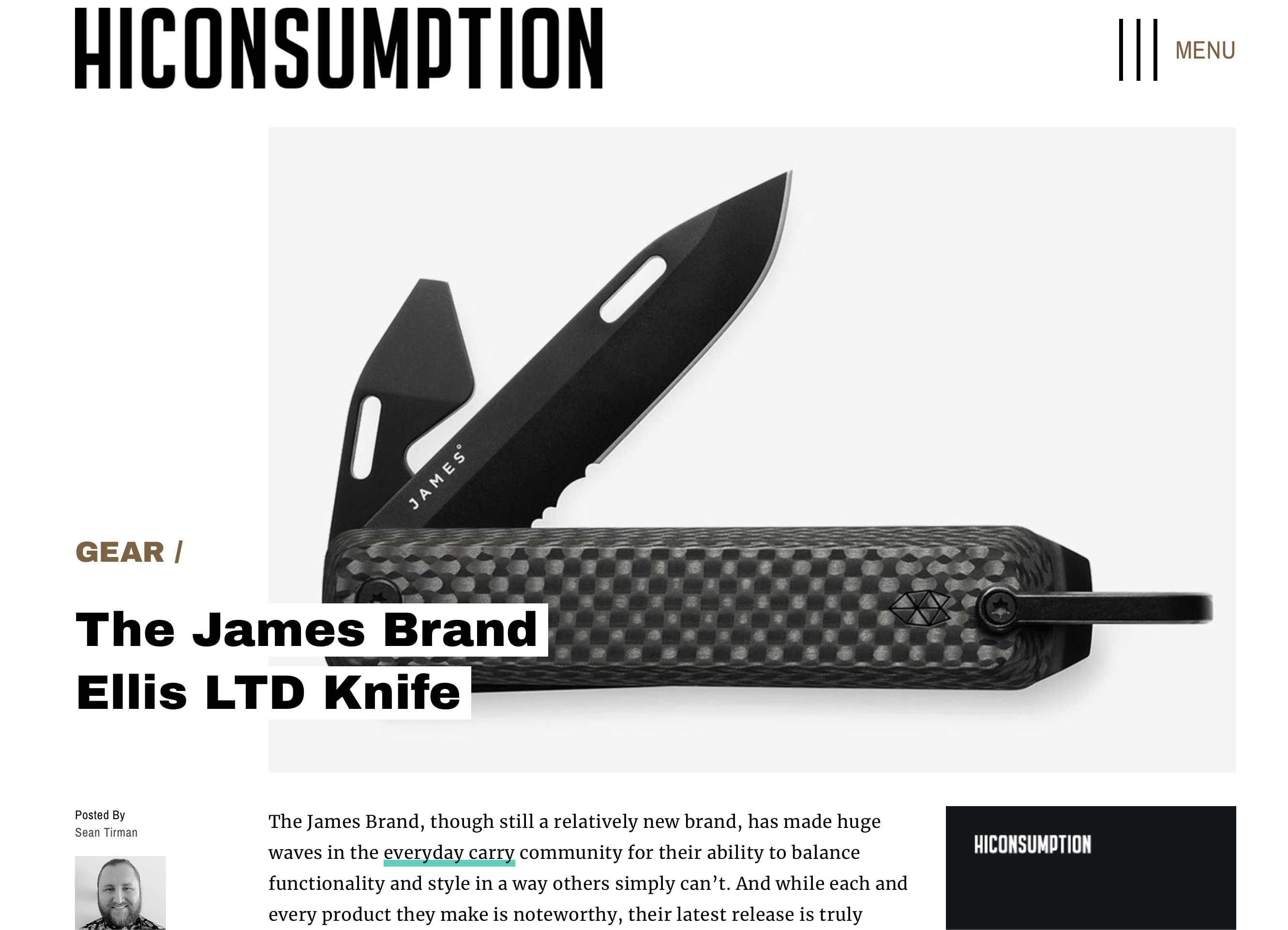 high consumption features the James brand knife