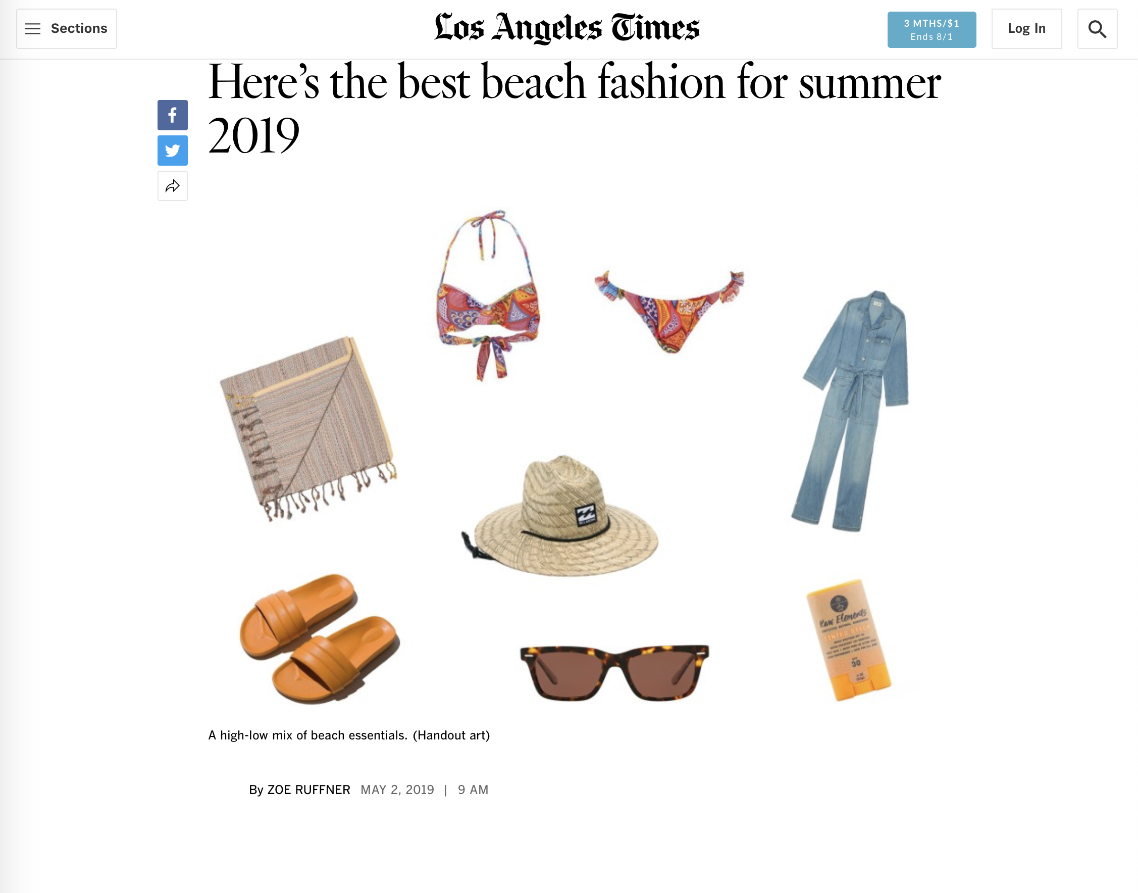 Los Angeles time features mayde towel