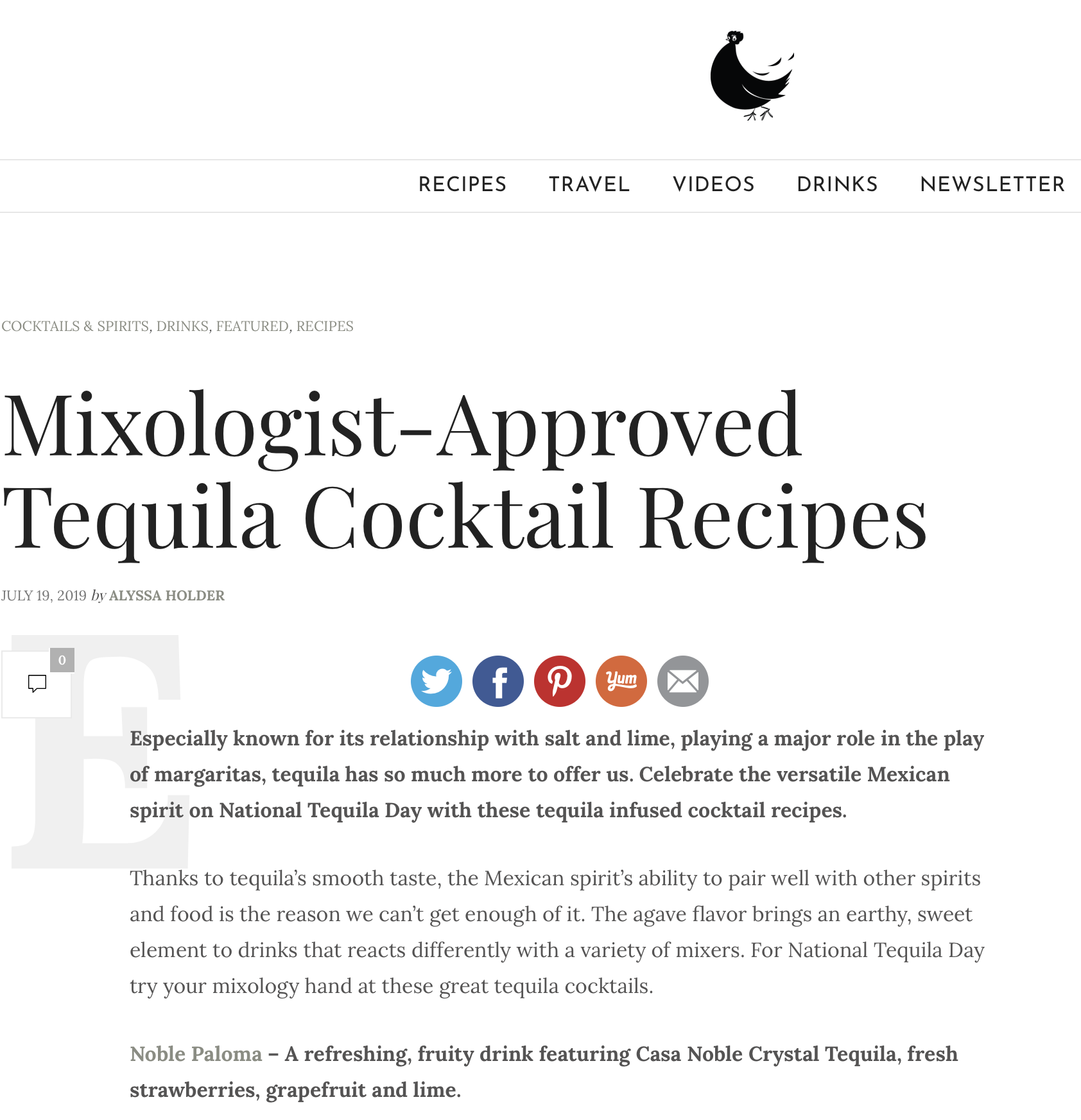 mixologist features nosotros tequila blood and sand drink