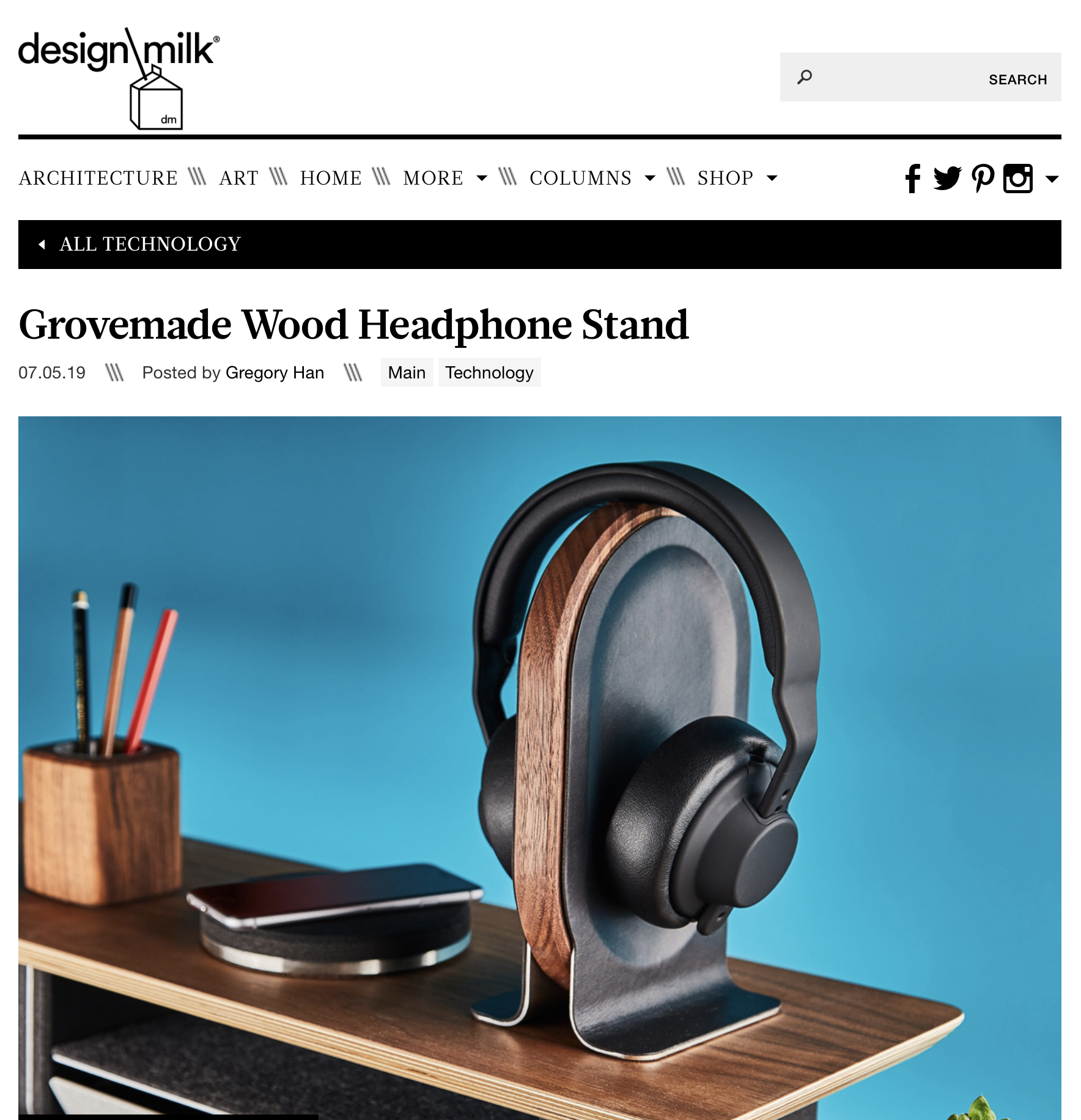 design milk features grovemade headphone stand