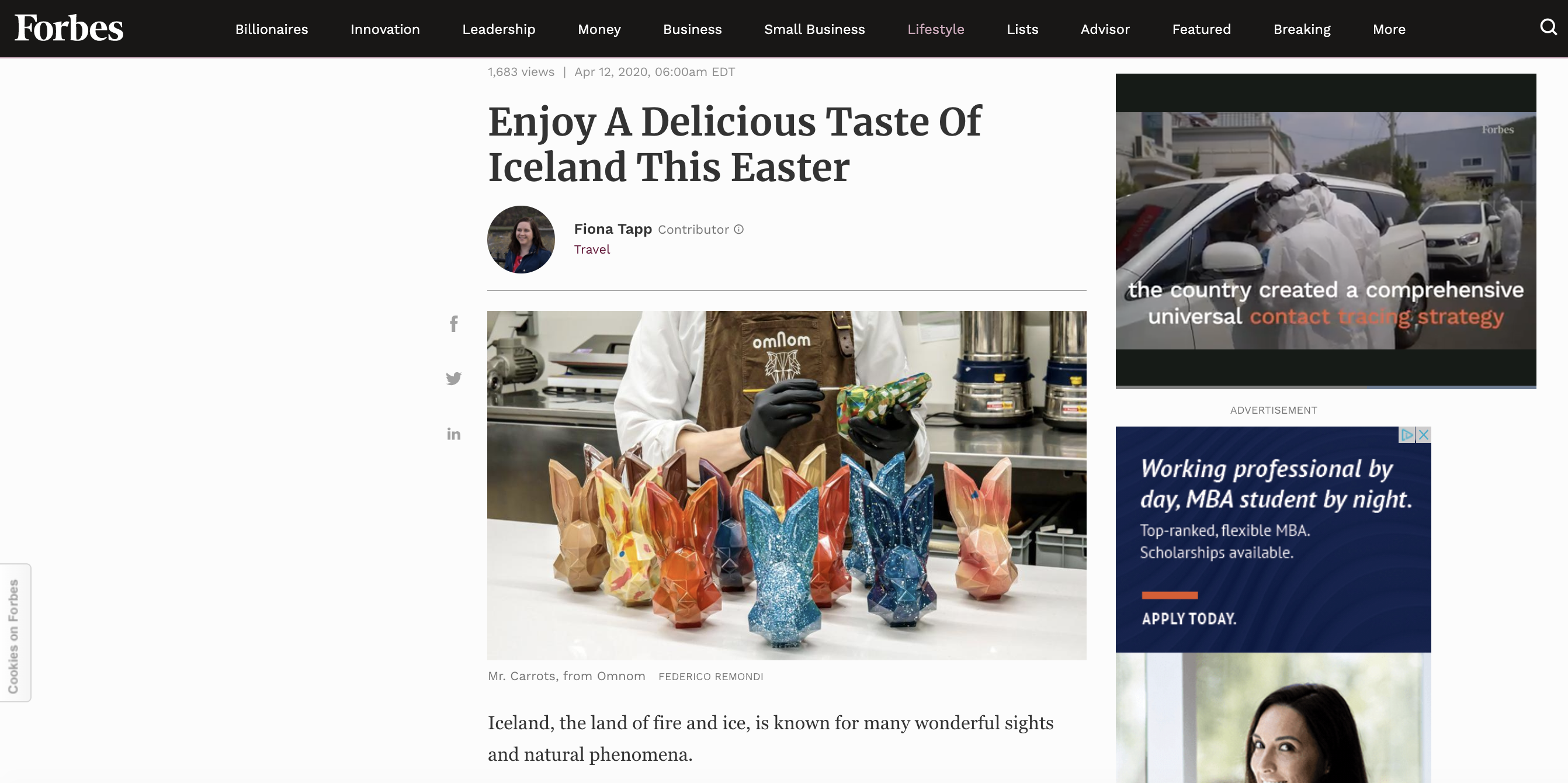 Forbes Easter article featuring Omnom Easter chocolate
